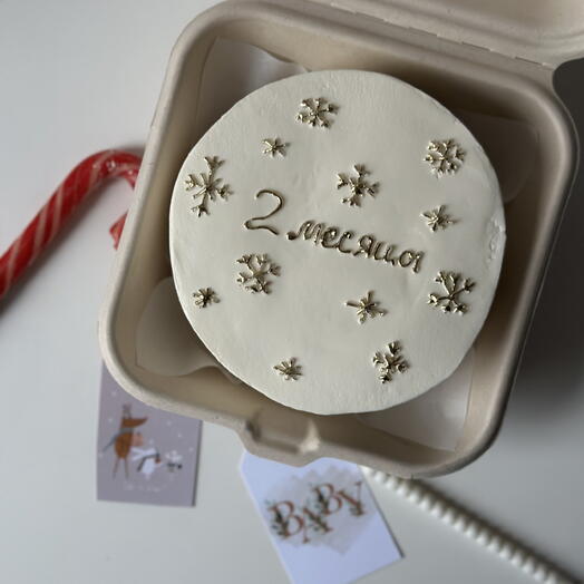 Детский новогодний бенто торт со снежинками на каждый месяц
