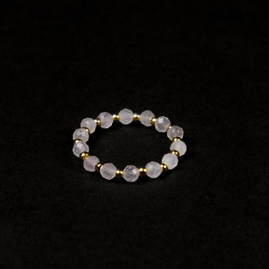 Кольцо Ваниль Розовый кварц 14K р-р 16-17 (RIN1007)