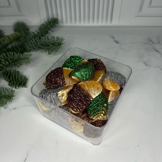 Дольки мандарина в шоколаде под шиммером Новый год 🎄