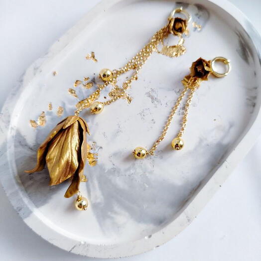 Серьги "Клумба золотая"