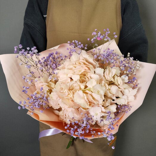 Букет комплимент - гортензия и гипсофила