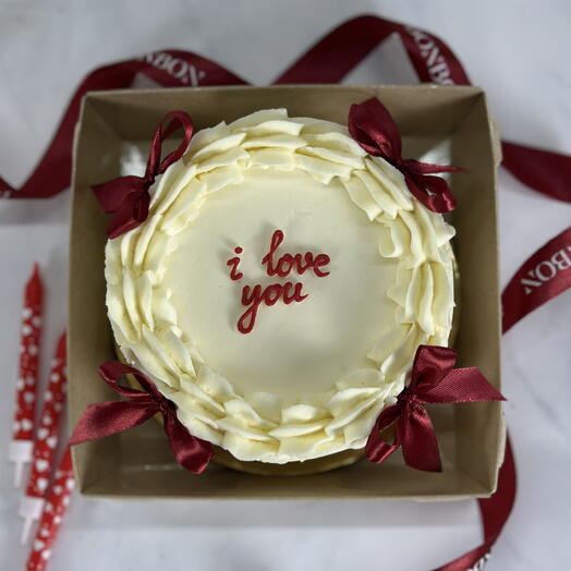 Бенто торт "I love you" с бантиками