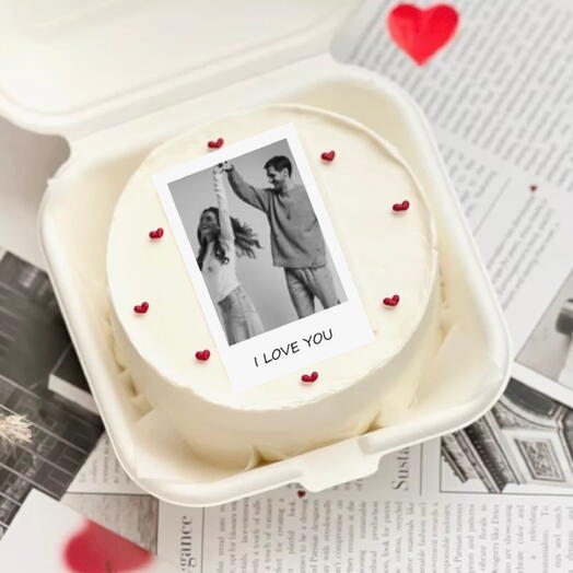Бенто торт для девушки с Вашим фото и надписью «I love you»
