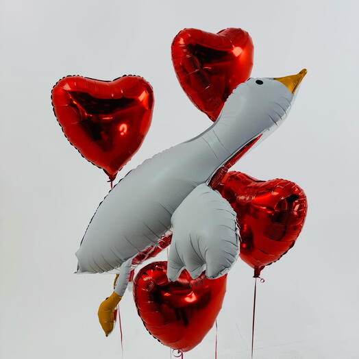 Набор шаров /Яркие шары с сердцами Тот самый  гусь обнимусь с красными  сердцами️ для девушки