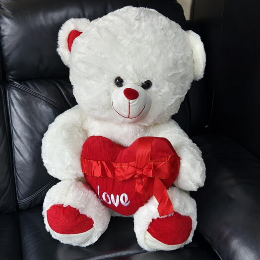 Urso de pelúcia branco 60 cm, entregamos somente com buquê
