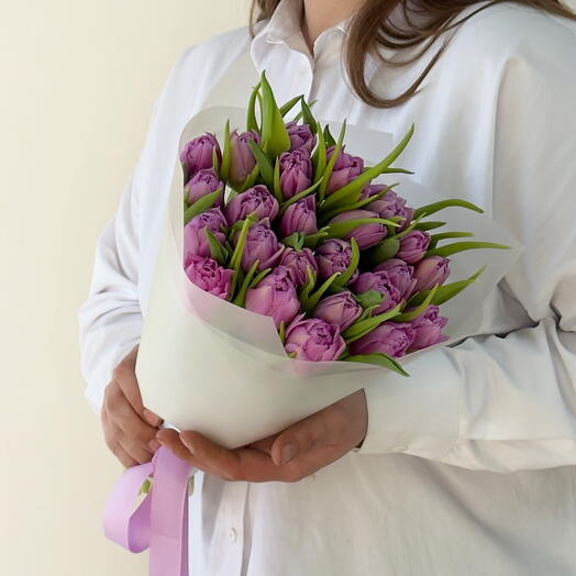 Букет сиреневых тюльпанов - 25 шт Арт. 159