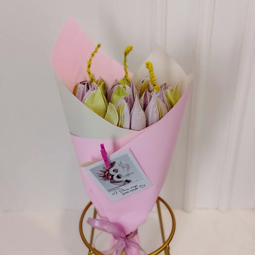 Мини- букет с зефирными тюльпанами💐