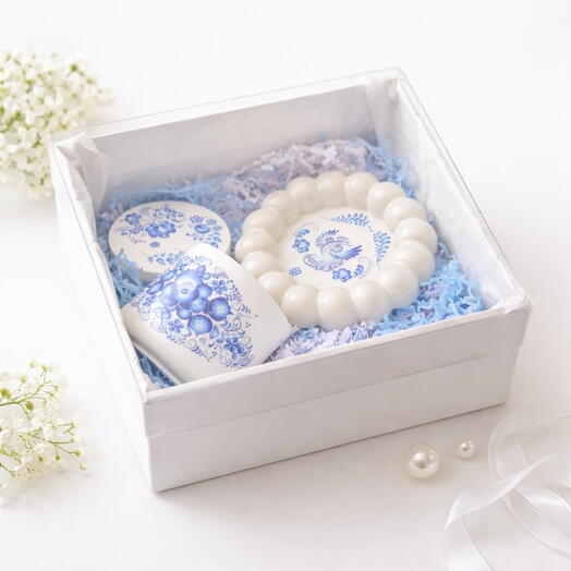 Набор подставка и шкатулка «Гжель»