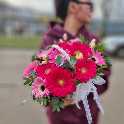 Дофаминовая корзина из Гербер 💜🩵🩷