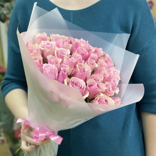Розовые розы(35шт.)