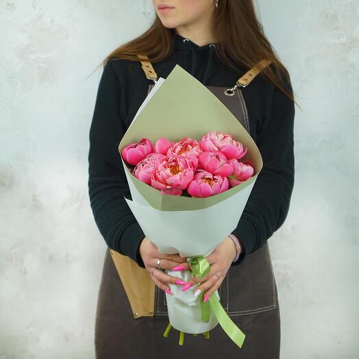 Коралловые пионы 9 шт