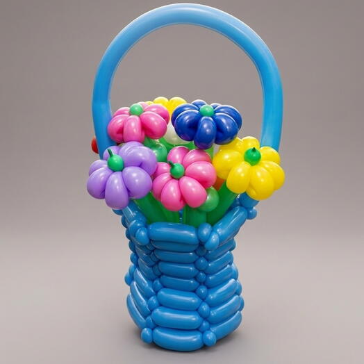 Корзина с цветами из шаров, 9 шт