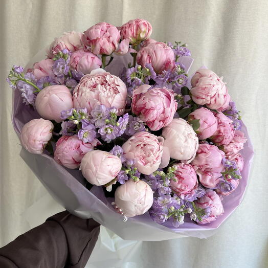 25 пионов  и матиола 🌸