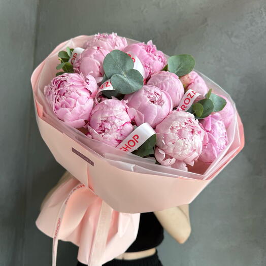 Моно-букет из розовых пионов 11 шт 🌸