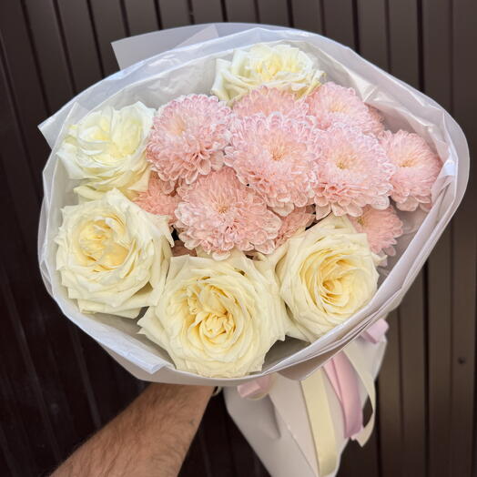 Дофаминовый букет комплимент с пион розой 🌸🫶🏻