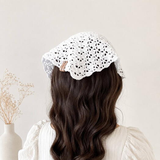 Crocheted lace scarf "White cotton"