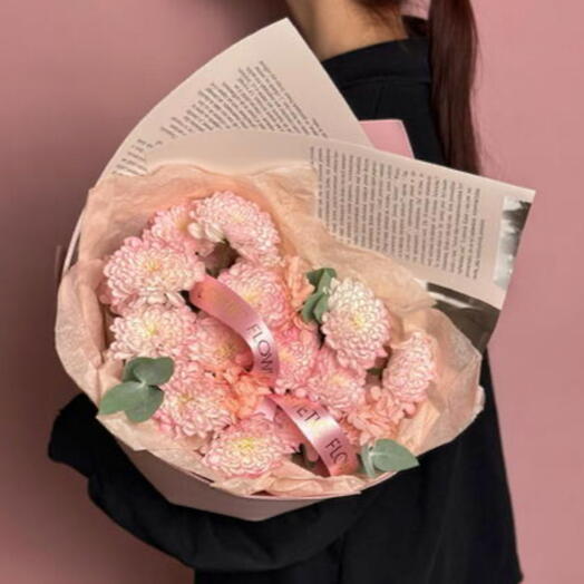 Букет с хризантемой и стабилизированной гортензией🎀🌸