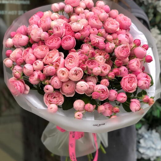 🩷🩷Монобукет из пионовидных кустовых роз Silva pink