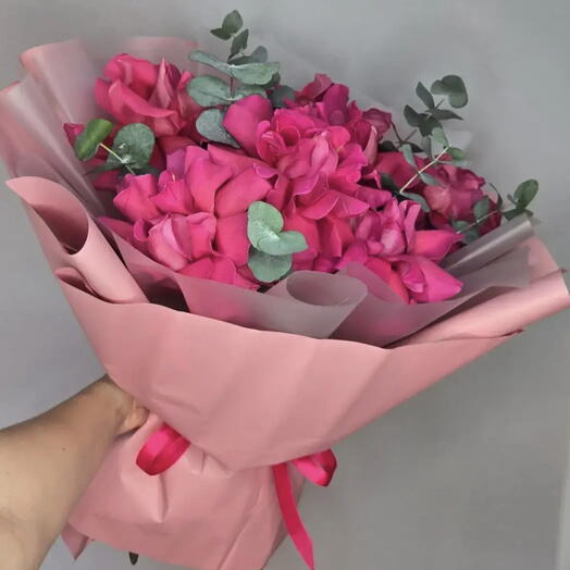 Букет с французскими розами pink