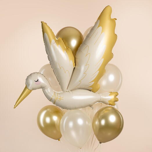 Шарики на выписку "Золотой аист" в фонтане из 11-ти шаров АП24-27534