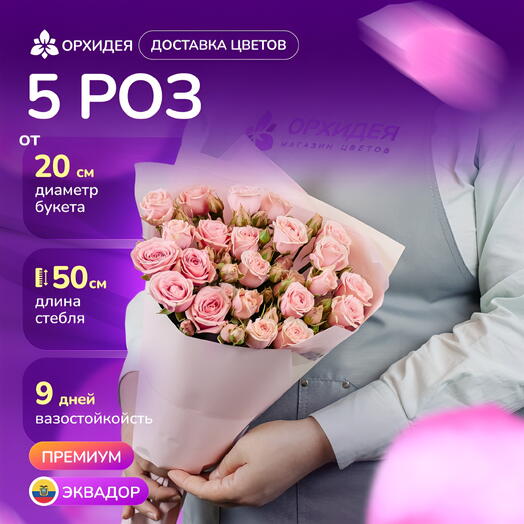 5 кустовых роз Вега