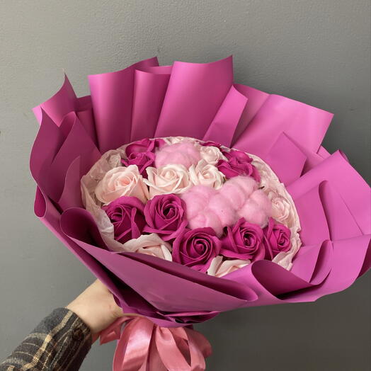 Букет из мыльных роз с хлопком🌸💐😍