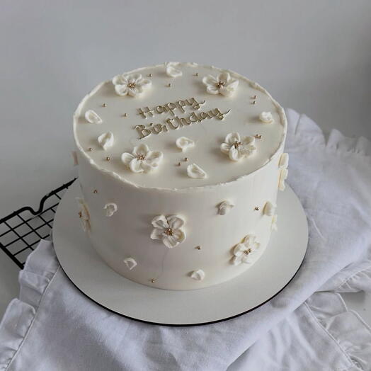 Торт 2 кг с цветочками «Happy Birthday