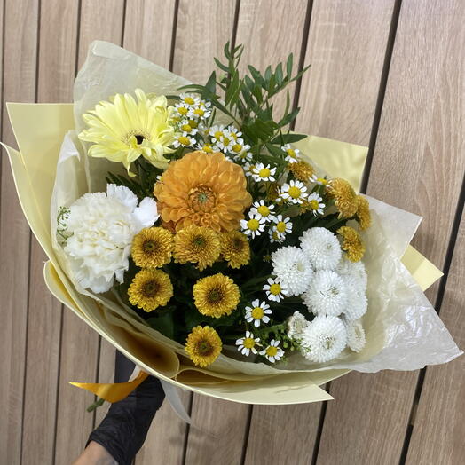 Букет с Георгинами, Герберами и Ромашками🌼 на 1 Сентября