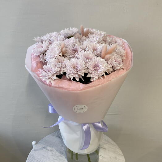 Монобукет «Нежность»🌸 с хризантемой и лагурусом