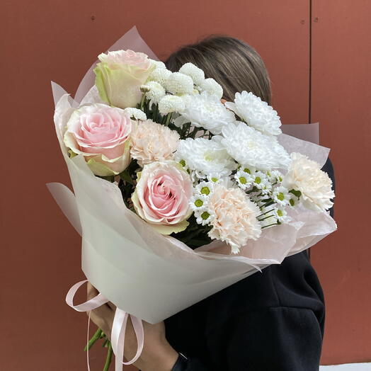 Букет Розы и хризантемы | Твоя нежность 🌸