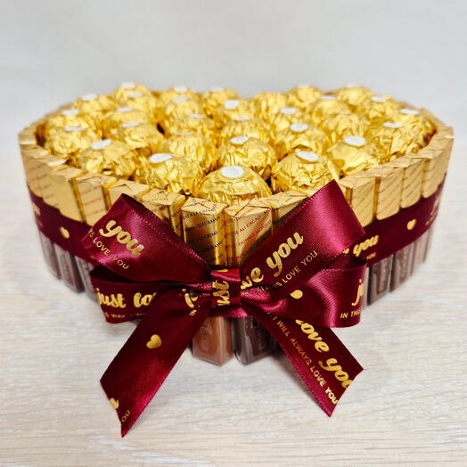Сердце из шоколада премиум в подарок (Merci и Ferrero Rocher)