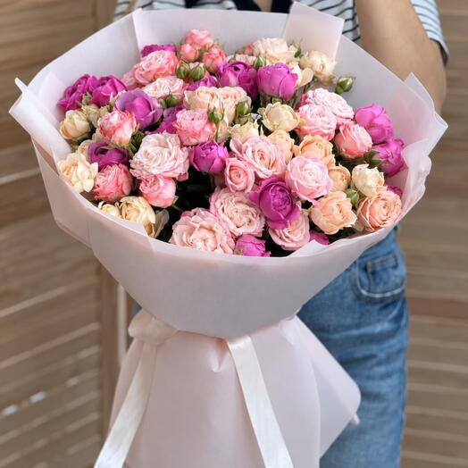Пионовидные розы🌸Монобукет