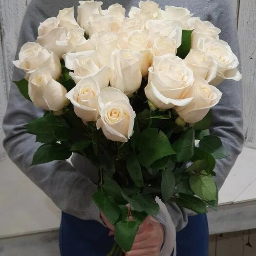 25 белых Эквадорских роз