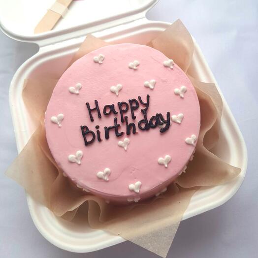 Бенто торт Happy Birthday розовый