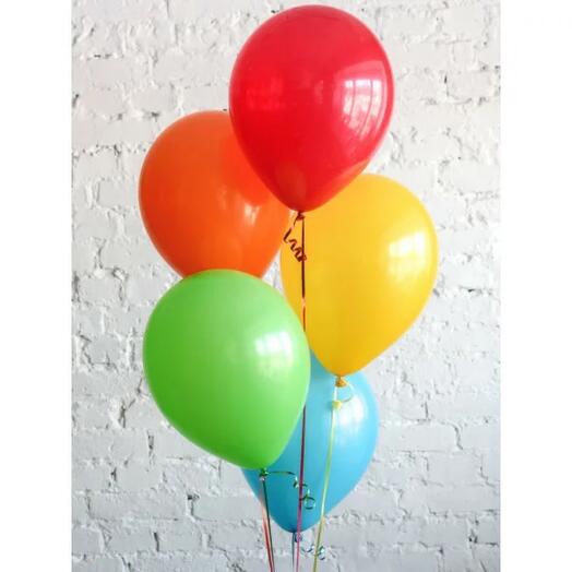5 colorful helium balloons