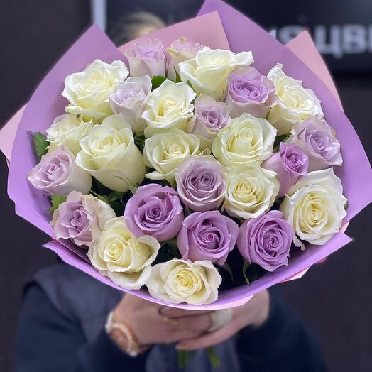 25 roses in a designer package