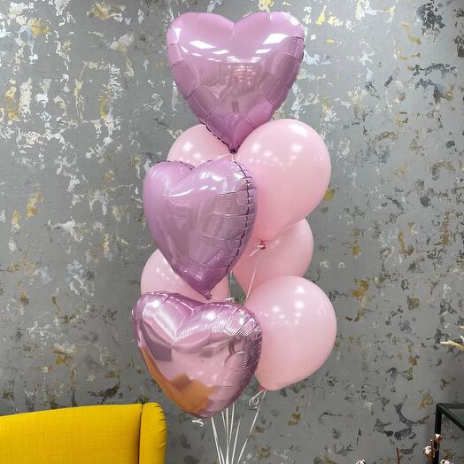🌺Manojo de globos de helio rosa