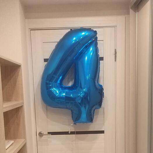 Шар-цифра "4" гелиевый, цвет синий