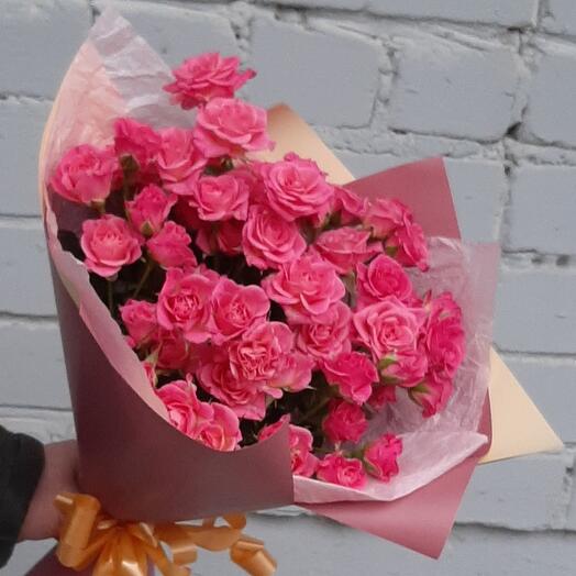 Bouquet with a bush rose with decoration