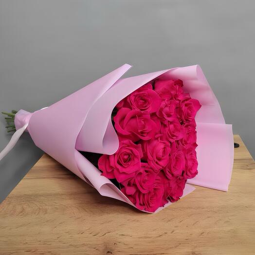Bouquet of 15 crimson roses 60 cm