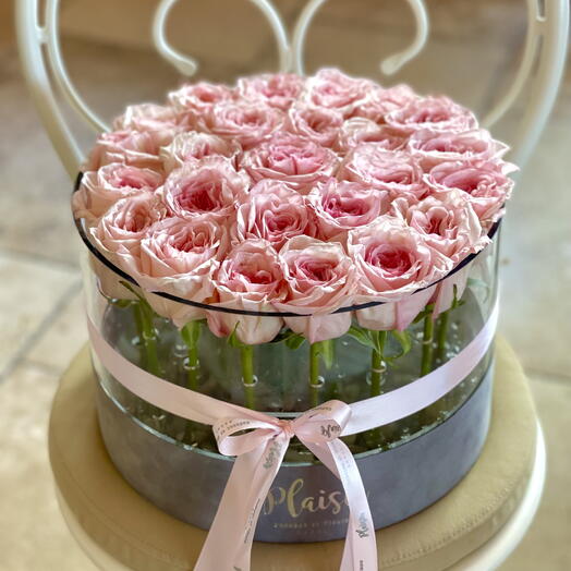 Garden of Eden Pink Roses in Acrylic Box