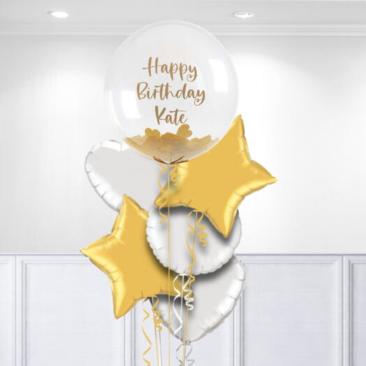 Gold Confetti Bubble Personalised Bunch