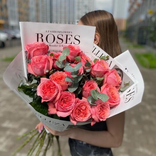 Роза пионовидная 15 шт