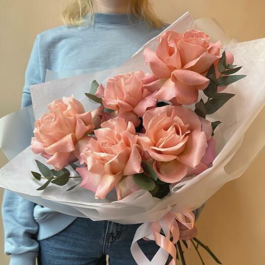 Bouquet of French Roses with Eucalyptus-1854