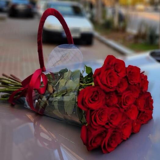 Red rose in bag