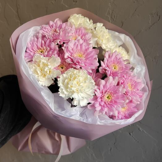 Букет «Северное сияние» (Хризантема кустовая, диантус)