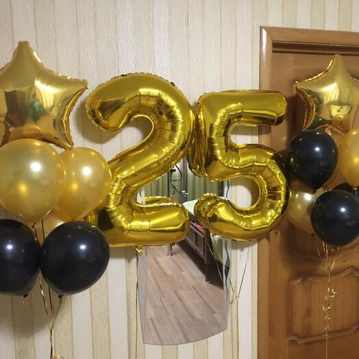 Мужской набор шаров 2 цифры и 2 фонтана
