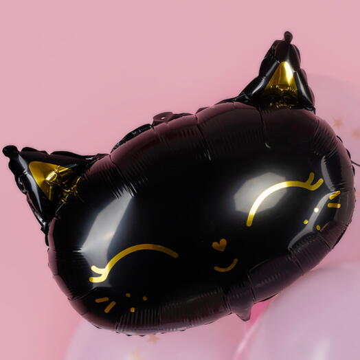 Воздушный шар гелий «Черный котик». Helium foil balloon Black cat
