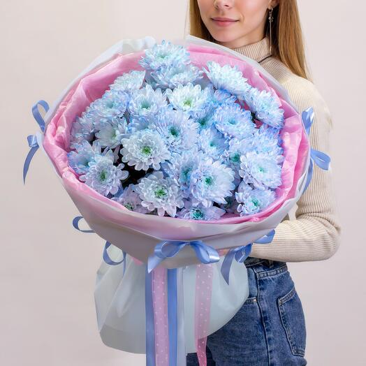 Букет из кустовой хризантемы в "зефирке".Арт.256