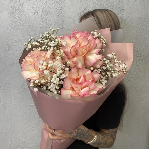 An airy bouquet with a rose